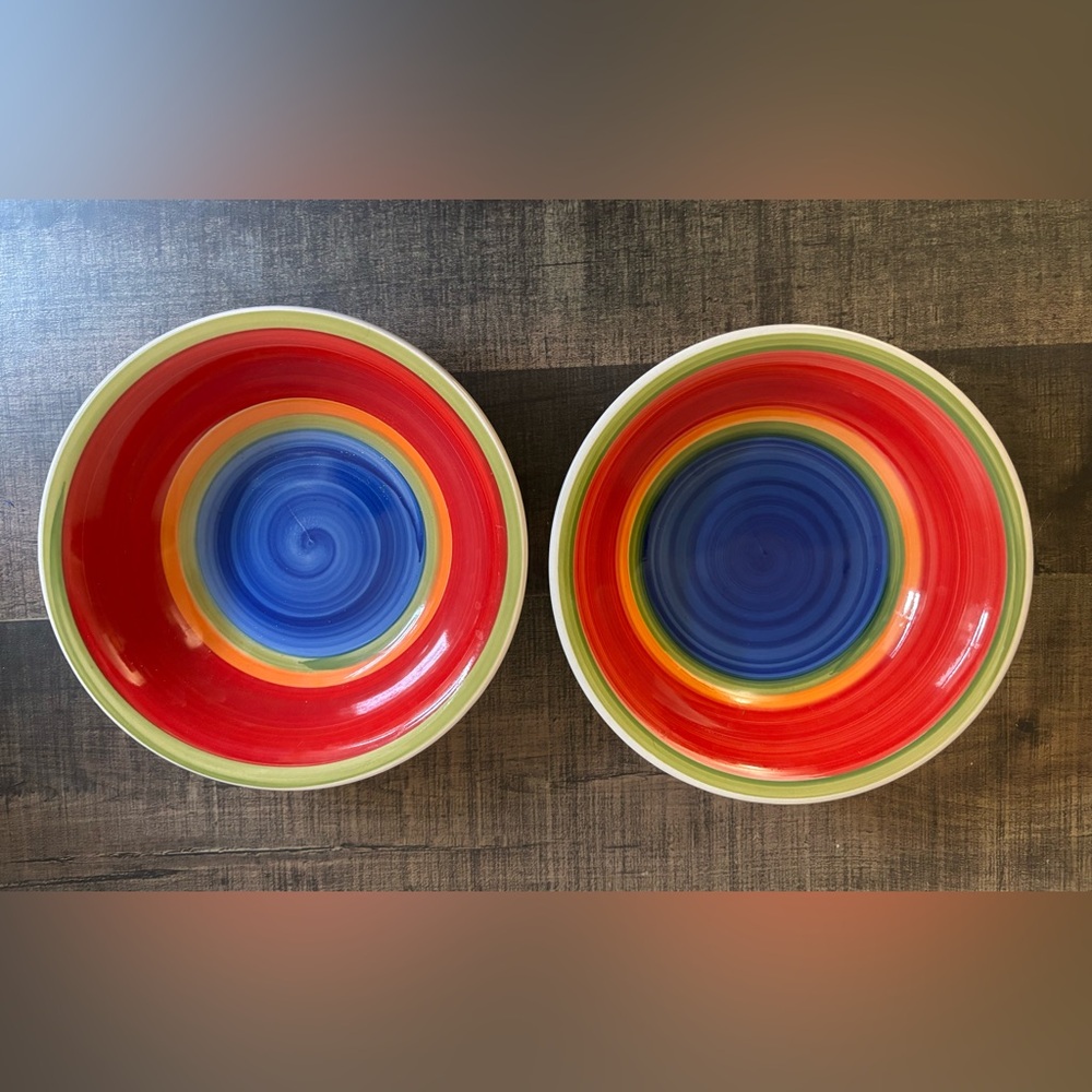 2 ROYAL NORFOLK Mambo Swirl 7.50" Coupe Bowls  Soup Cereal BLUE